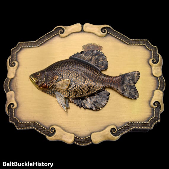 Crappie Fish Fisherman Panfish Sunfish Vintage Belt Buckle by Raintree
