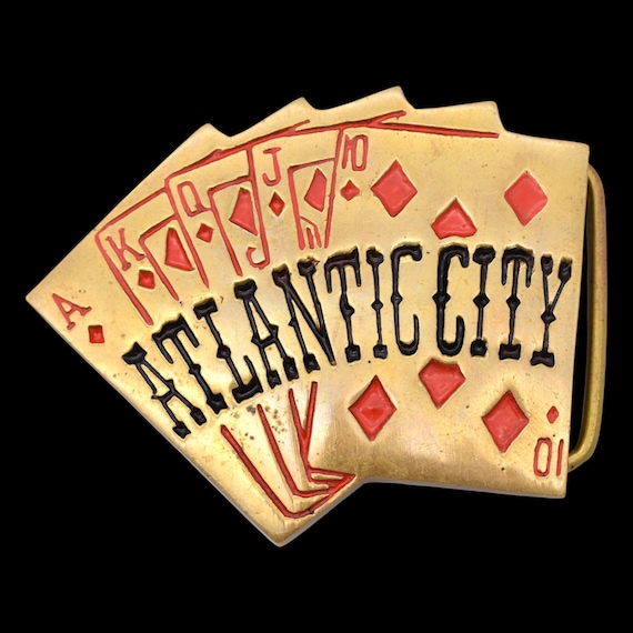 Solid Brass Atlantic City Royal Flush Gambler Vin… - image 1