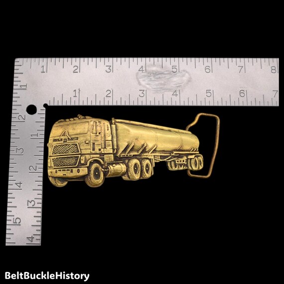 Solid Brass Semi Tanker Truck Vintage Belt Buckle View 6