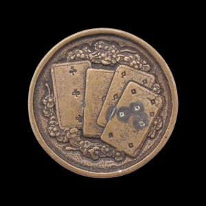 Solid Brass Poker Card Player Solid Brass BTS Made in USA Vintage Belt Buckle