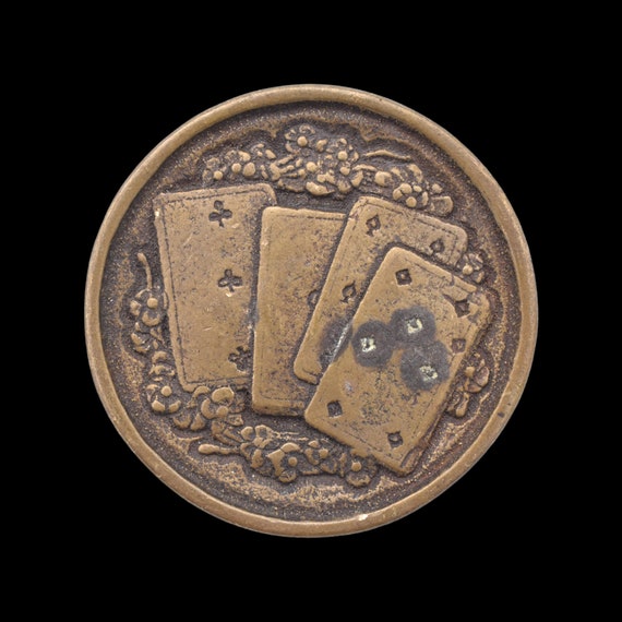 Solid Brass Poker Card Player Solid Brass BTS Mad… - image 1