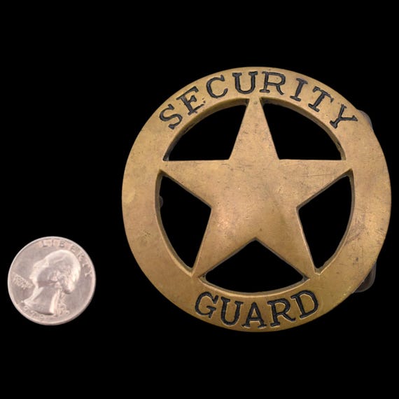 Solid Brass Security Guard Star Badge Vintage Bel… - image 3