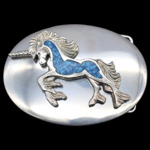 Unicorn 1980s Fantasy Glam Disco Vintage Belt Buckle