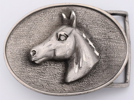 Cowtown Genuine Cowhide Western Cowboy Belt & Bergamot Silver 3D Horse Buckle Western Horse Belt Buckle - MollysCustomSilver main image 3