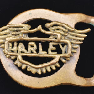 Handmade Harley Davidson Motorcycle Shield Solid Brass 1970s Vintage Belt Buckle - The Master Works