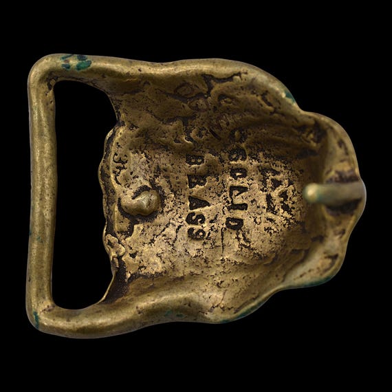 Solid Brass Seashell Clam-shell Vintage Belt Buck… - image 2