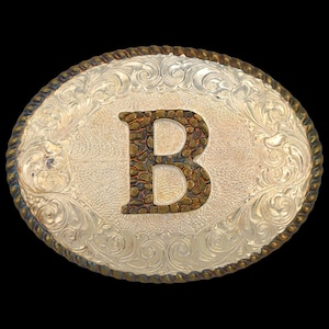 Letter B Western Paisley Vintage Belt Buckle - Crumrine Made in USA