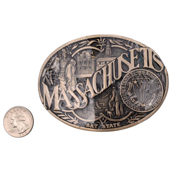 Massachusetts State Seal Solid Brass Vintage Belt… - image 3