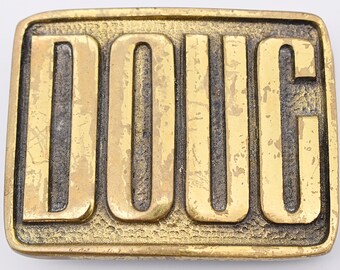 Doug Name Solid Brass Vintage Belt Buckle