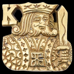 King of Clubs Card Suit Player Solid Brass Vintage Belt Buckle