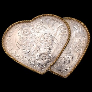 Vintage Cowgirl Dual Heart Butterfly Buckle - Adjustable Fit - Made In USA 1980s Butterfly Heart Western Paisley Engraved Cowgirl Cute Boho  main image 3