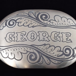George Name German Silver Vintage Belt Buckle