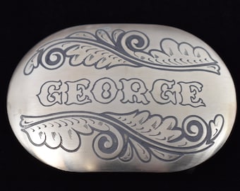 George Name German Silver Vintage Belt Buckle