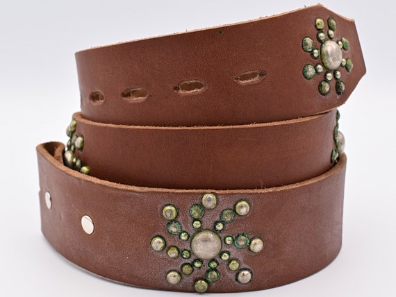 美品 【希少パターン】 HTC studs rhinestone belt 36 美品 【希少