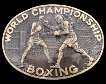 World Championship Boxing Solid Brass Vintage Belt Buckle