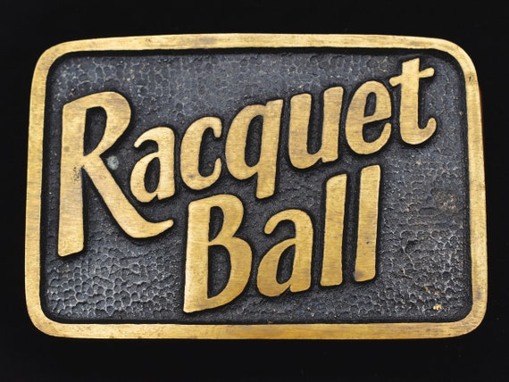 Racquet Ball 1970s Vintage Solid Brass Belt Buckle - image 1