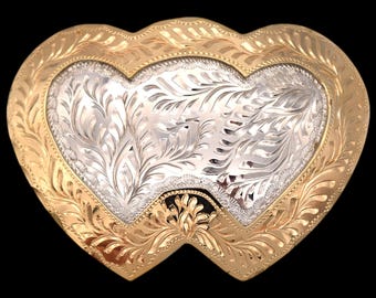 Vintage Crumrine Tri Heart Silver Plate Belt Buckle - Etsy display picture 3