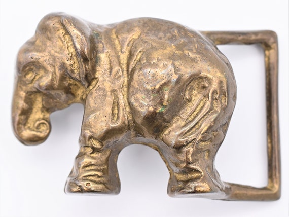 Solid Brass Elephant Circus Animal Hippie Boho Vi… - image 1