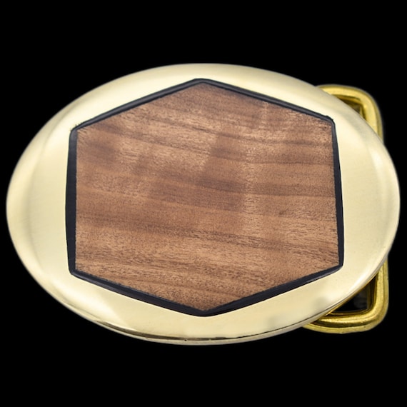 Olive Tree Wood Solid Brass Hexagon Trinity Buckl… - image 1