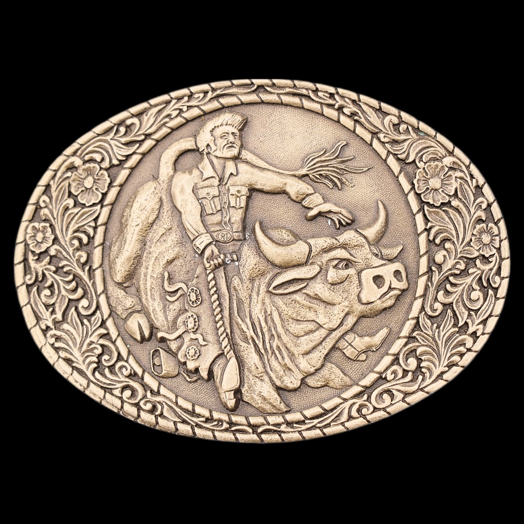 Solid Brass Bull Rider Cowboy Rodeo Vintage Belt Buckle - Etsy