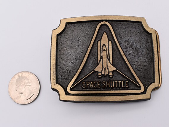 Solid Brass Space Shuttle Rocket Vintage Belt Buc… - image 3