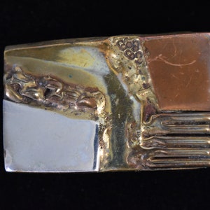 1984 David Mills Bowman Handmade Abstract Brutalist Brass Vintage Belt Buckle