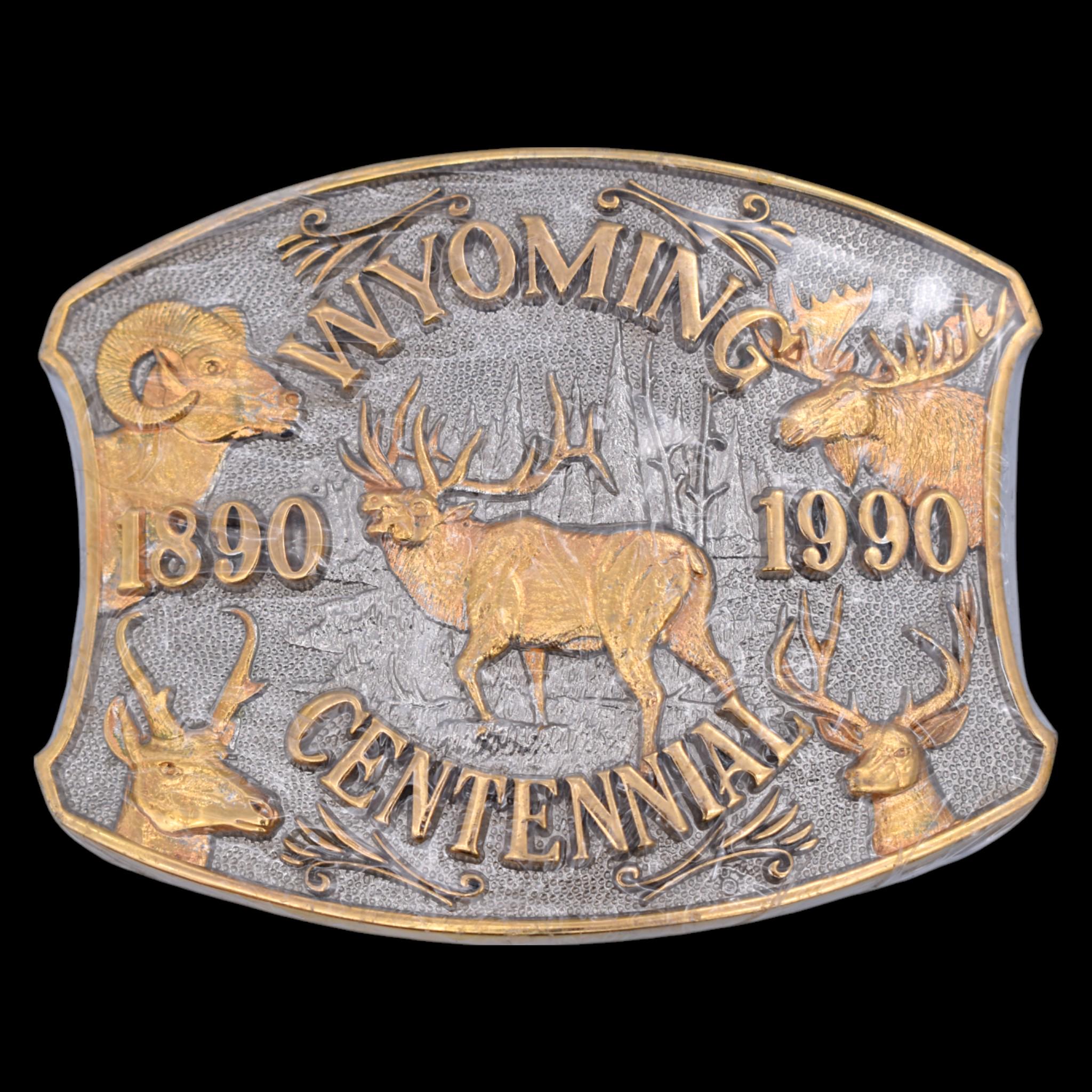 Wyoming Centennial 1990 Gold & Silver Plated Solid Brass Vintage