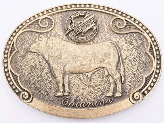 Chianina Cattle Breed Tony Lama Solid Brass Vinta… - image 1