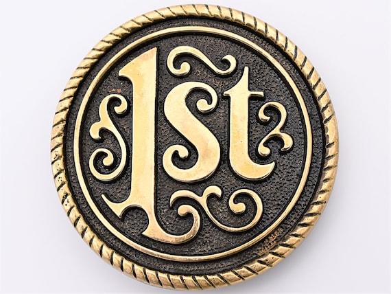 1st Solid Brass 1970s Vintage Belt Buckle - image 1