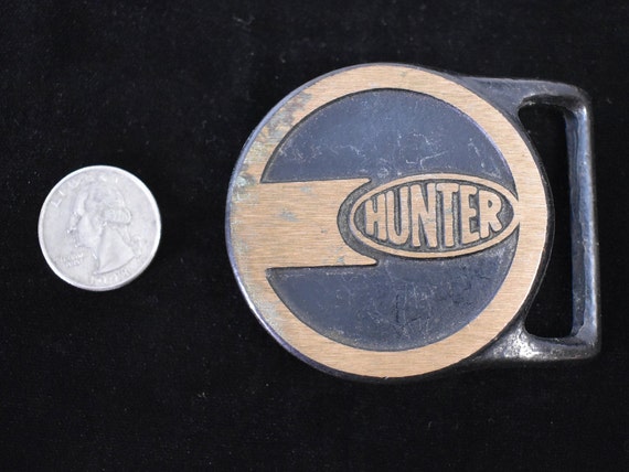 Hunter Solid Brass Vintage Belt Buckle - Valleau … - image 3