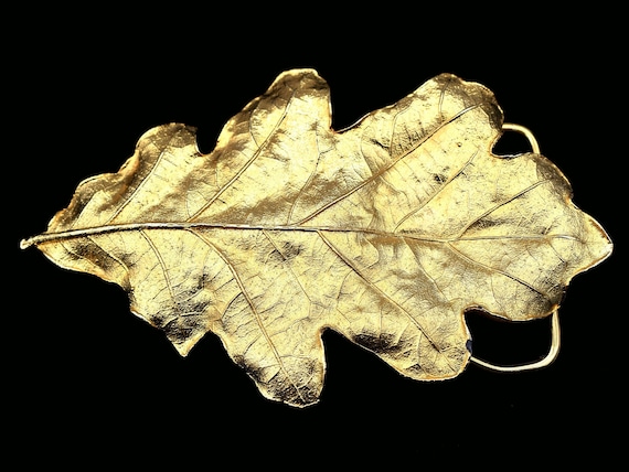 Oak Leaf 1970s Gold-Tone Vintage Belt Buckle - image 1