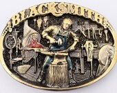Blacksmith Workshop Anvil Metal Forge Vintage Belt Buckle