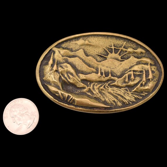 Solid Brass Mountain Forest River Valley Sunrise … - image 3