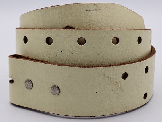 Vintage Leather Belt Size 34 ~ Distressed White Painted Holepunch