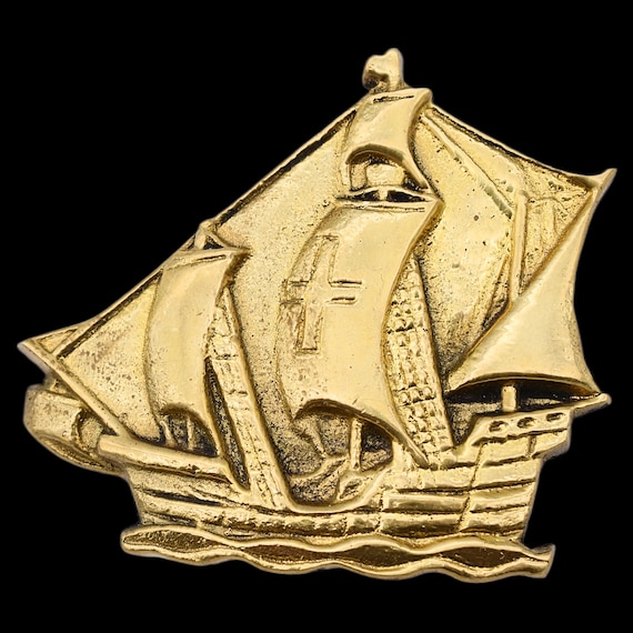 Solid Brass Carrack Sailing Ship Columbus Niña Pi… - image 1