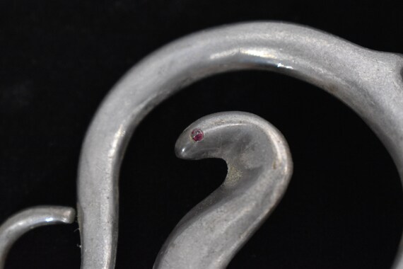 Sterling Silver Snake Serpent Ruby Eye Vintage Be… - image 5