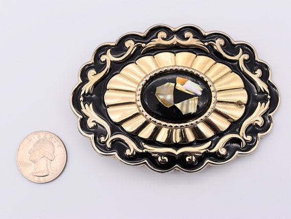 Abalone Shell Resin Centerpiece Vintage Belt Buck… - image 3