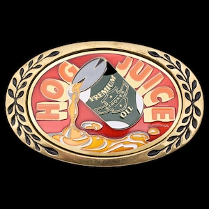 Hog Juice Motor Oil Stroker Motorcycle Biker Solid Brass Vintage Belt Buckle