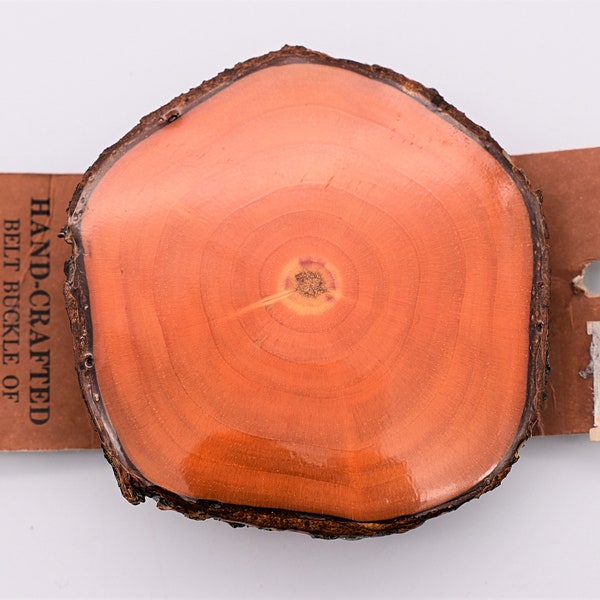 Cedar Log Wood Slice Gemwood Vintage Belt Buckle