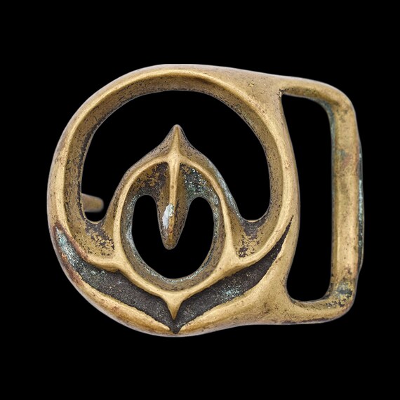Solid Brass Trinity Buckle Abstract 1970s Vintage… - image 1