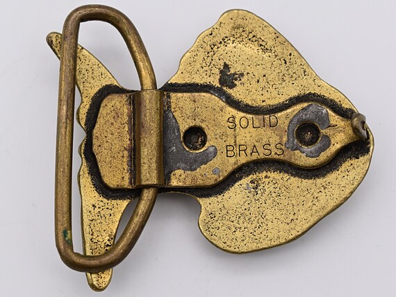 Solid Brass 70s Trinity Buckle Fish Goldfish Pisc… - image 2