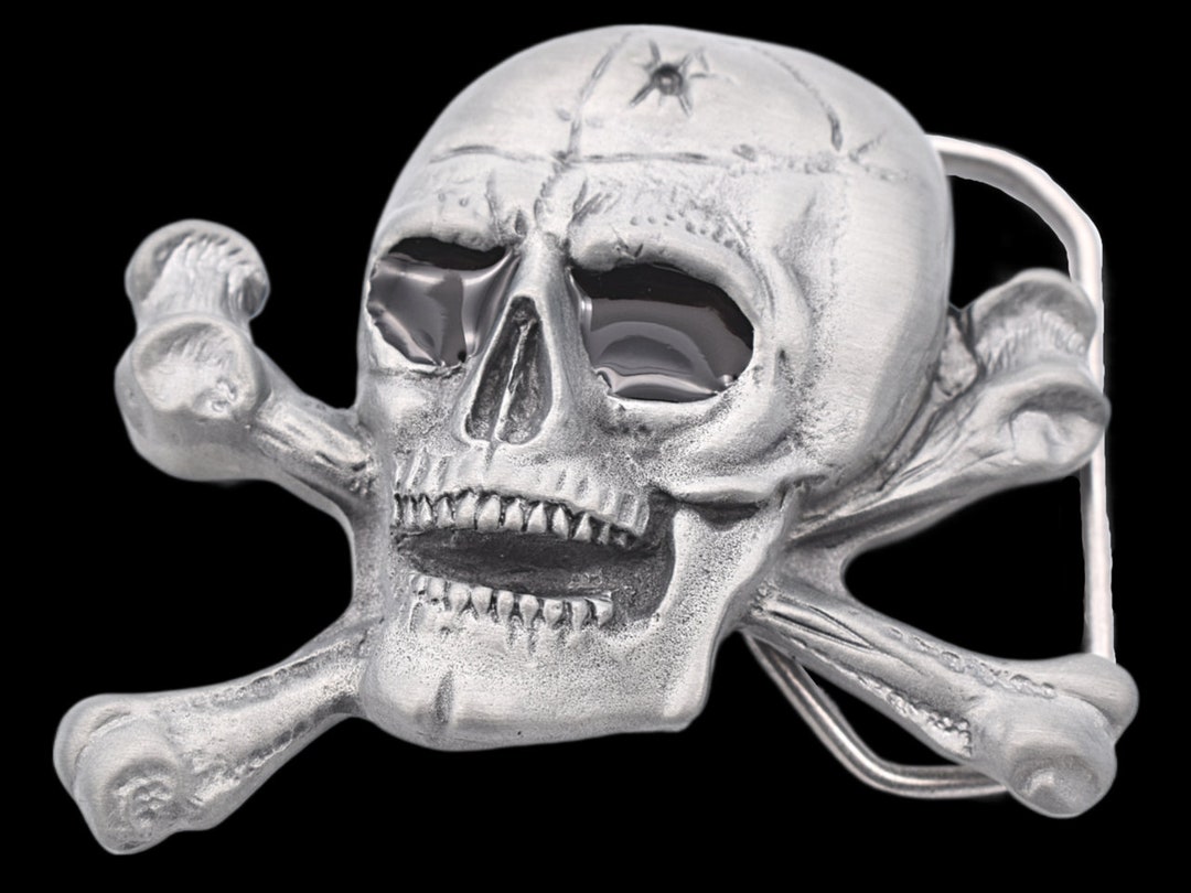 Skull & Crossbones Pirate Biker Death Belt Buckle Etsy