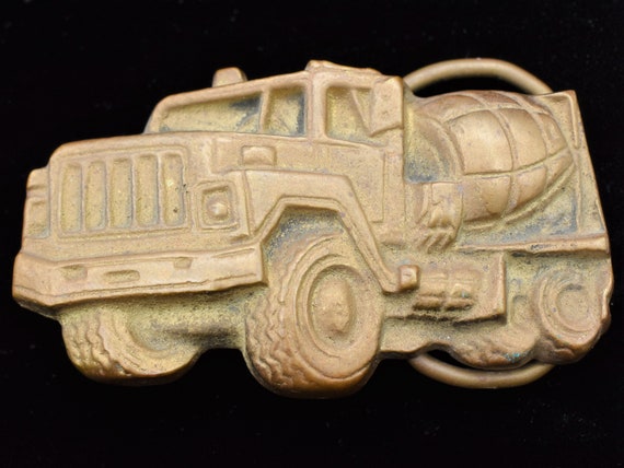 Concrete Truck 1970s Solid Brass Vintage Belt Buc… - image 1