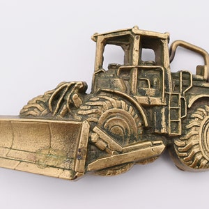 Front End Loader Solid Brass 1970s Vintage Belt Buckle