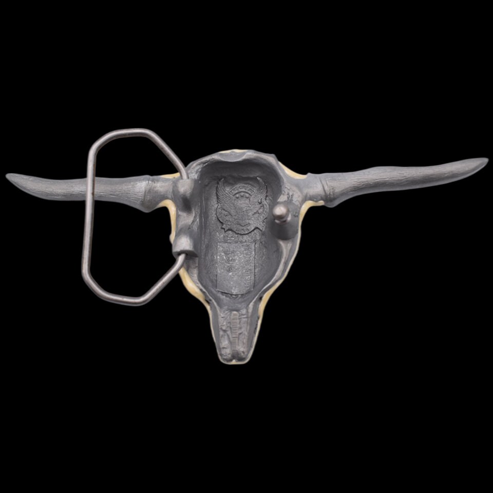 Outstanding Artisan Design Heavy Metal Longhorn Skull Belt Buckle Longhorn Buckle - Silver & 14k Rose Gold | Comstock Heritage  main image 3