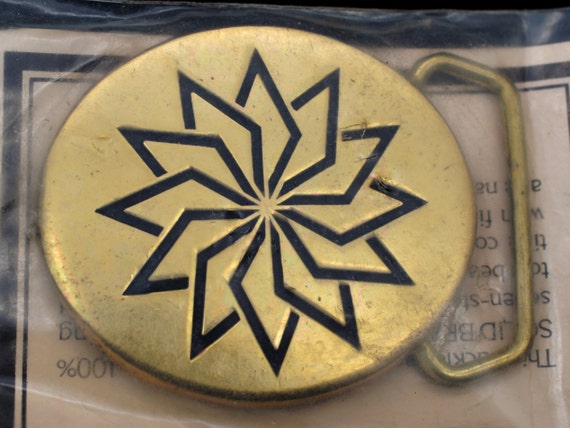 Solid Brass 1970s Pinwheel Spiral Southwestern Ab… - image 1