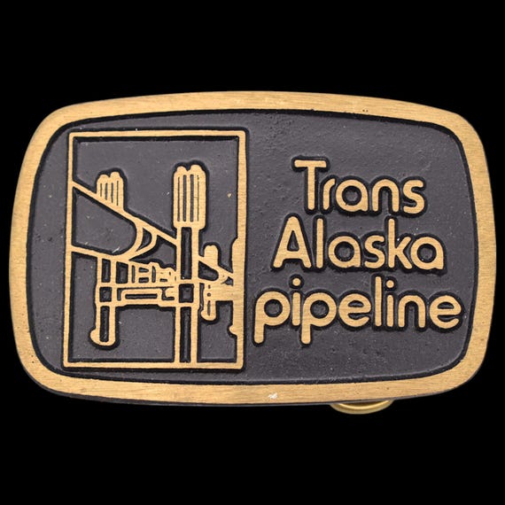 Trans Alaska Pipeline Vintage Solid Brass Belt Buckle by  display picture 1