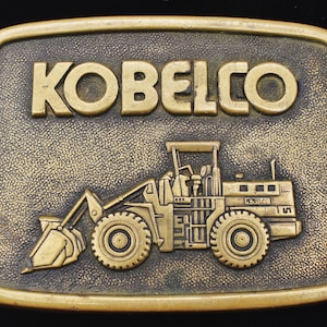 Kobelco Front End Loader Solid Brass 1980s  Vintage Belt Buckle