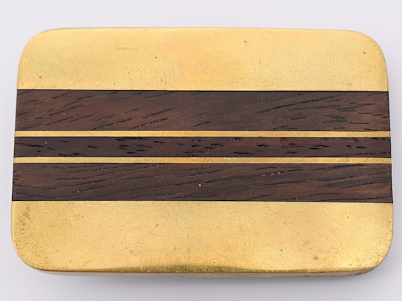 1" Exotic Wood & Brass Stripes Trinity Buckle Co.… - image 1