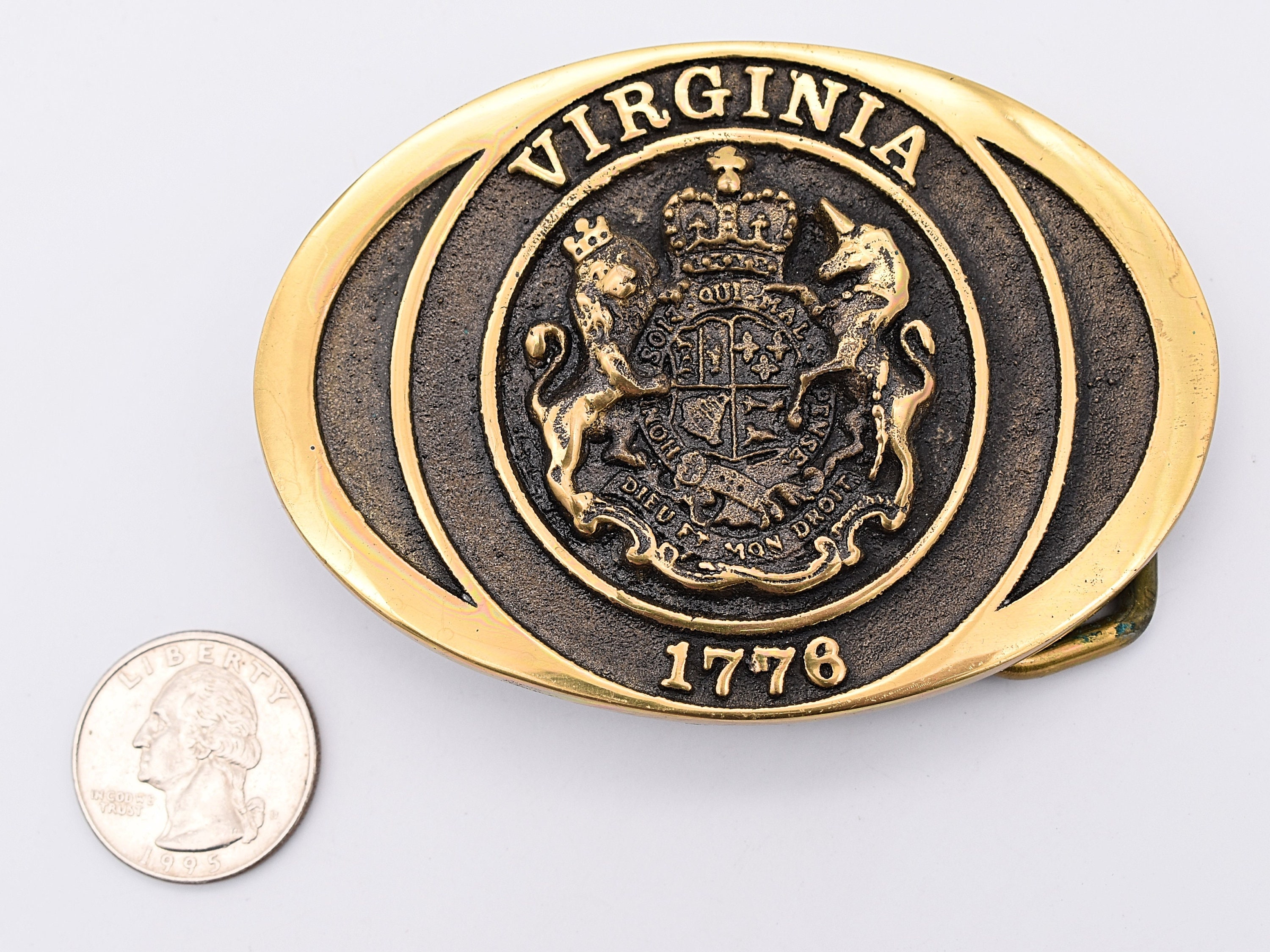 Solid Brass Virginia State Seal Constitution Founding 1776 